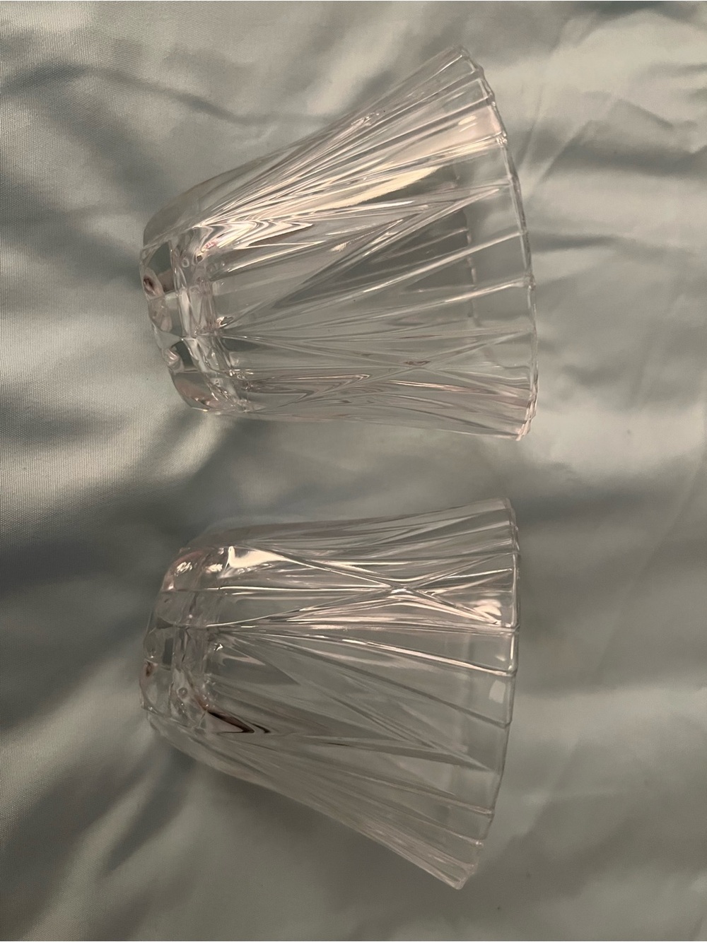 Vintage Diamond Pattern Cut Clear Glasses set of 2